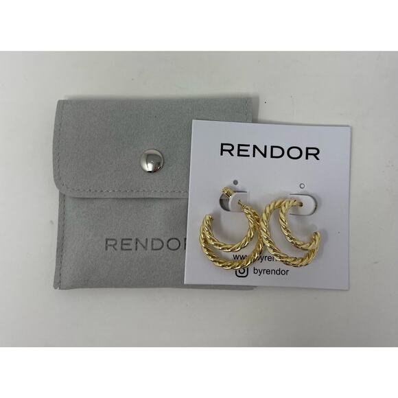 Curateur Rachel Zoe Rendor‎ Yellow Gold-plated Double Hoop Victoria Earring - Picture 2 of 3